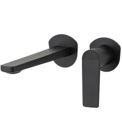 Grifo de lavabo empotrado redondo monomando negro mate serie Vaca