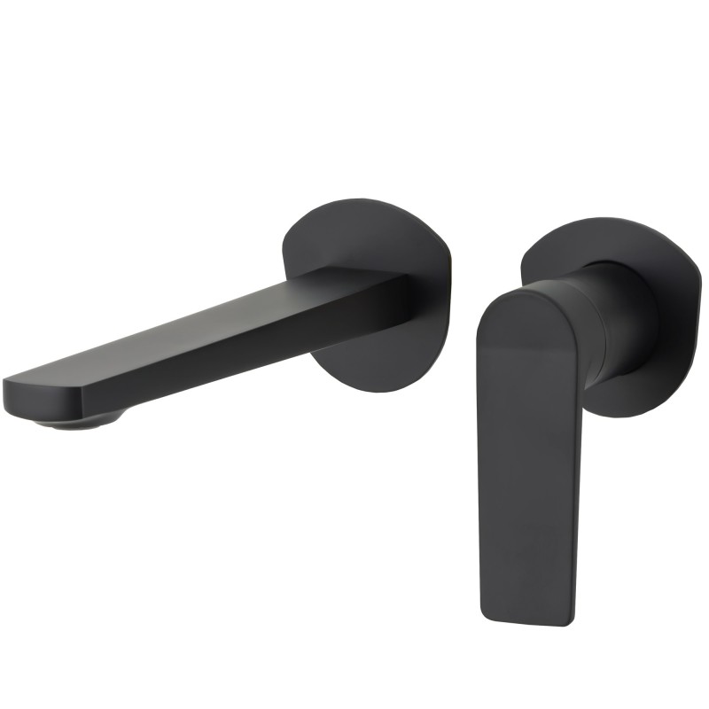 Grifo de lavabo empotrado redondo monomando negro mate serie Vaca