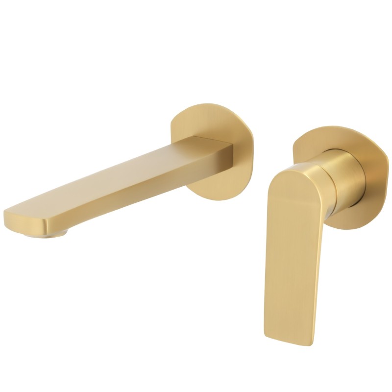 Grifo de lavabo empotrado redondo monomando oro mate serie Vaca