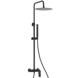 Barra de ducha monomando redonda negro mate serie Valdivia