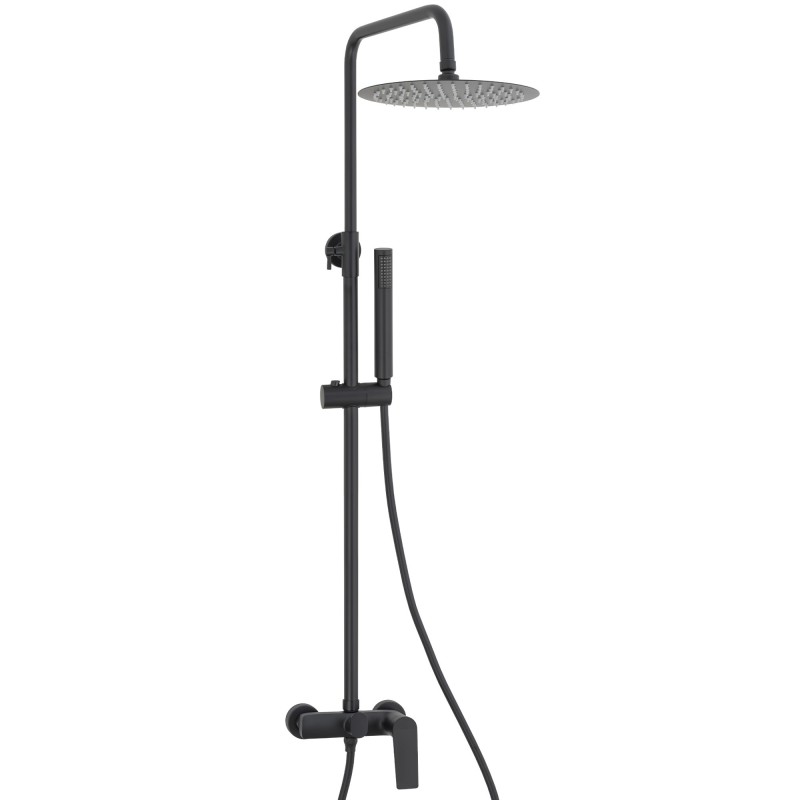 Barra de ducha monomando redonda negro mate serie Valdivia