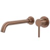 Grifo lavabo empotrado oro rosa caño largo 26cm monomando redondo