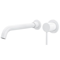 Grifo lavabo empotrado blanco  caño largo 26cm monomando redondo
