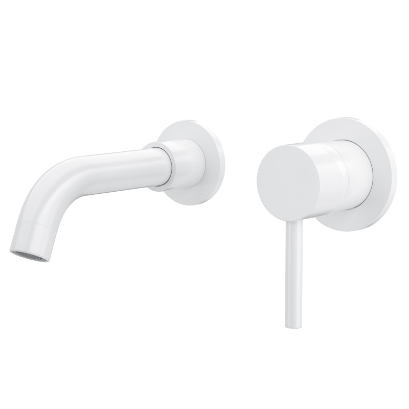 Grifo empotrado  blanco caño corto 15cm redondo monomando