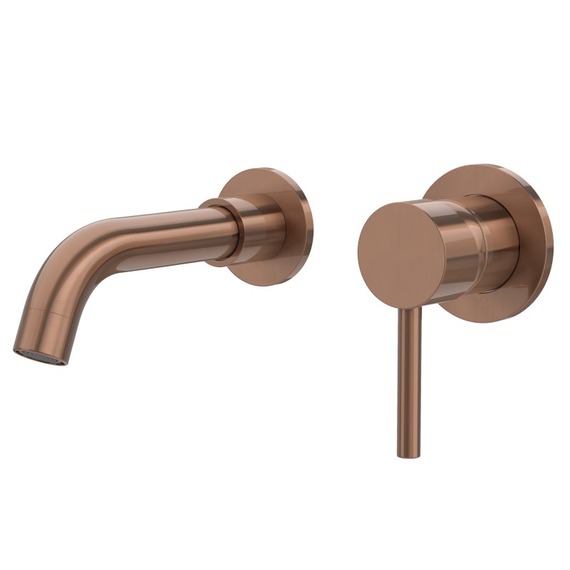 Grifo empotrado  oro rosa caño corto 15cm redondo monomando