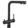 Grifo de cocina monomando 3 vías redondo  con osmosis  y extraíble en negro mate serie Vernisa