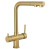 Grifo de cocina monomando 3 vías redondo  con osmosis  y extraíble en oro mate serie Vernisa