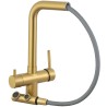 Grifo de cocina monomando 3 vías redondo  con osmosis  y extraíble en oro mate serie Vernisa