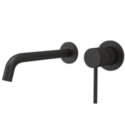 Grifo de lavabo empotrado negro mate redondo serie Cenia