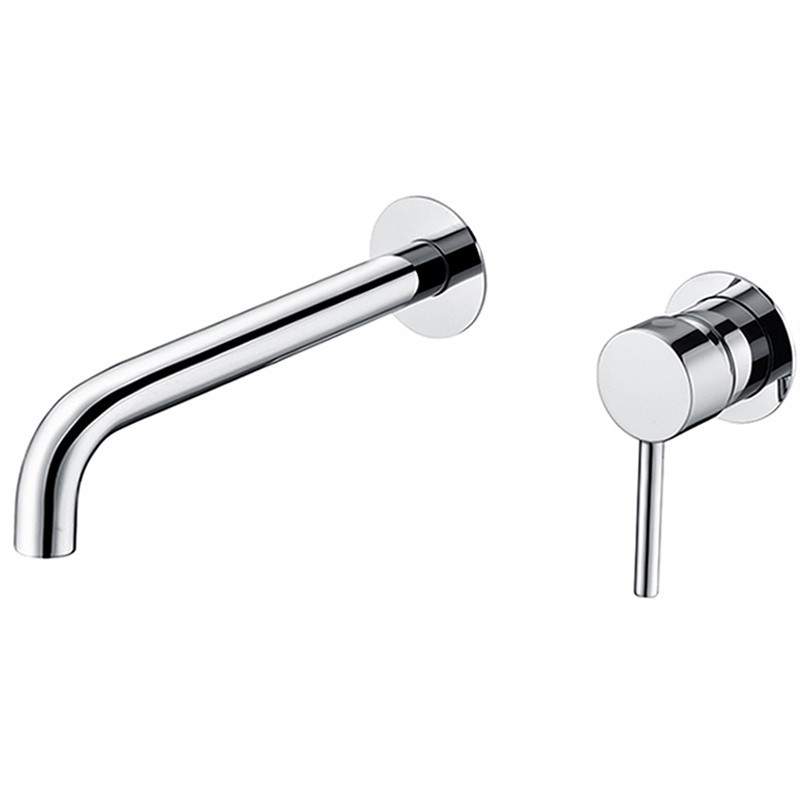 Grifo lavabo empotrado caño 26cm fino  redondo fijo cromado