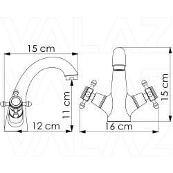 Grifo lavabo retro dorado  envejecido bimando
