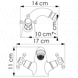 Grifo de bidé bimando dorado envejecido vintage
