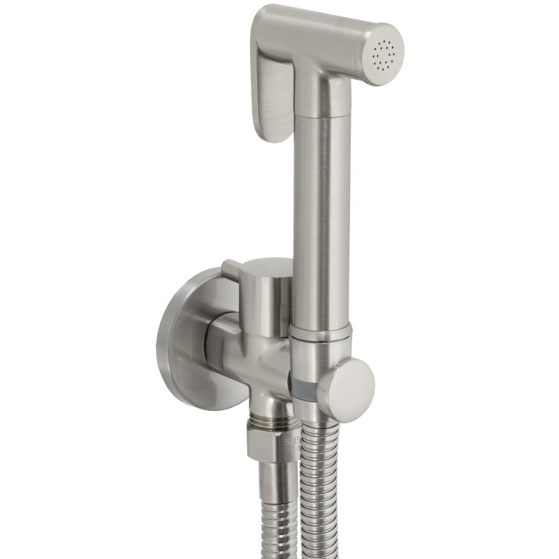 Grifo de bidet empotrado1 via acero cepillado  ducha higiénica agua fría