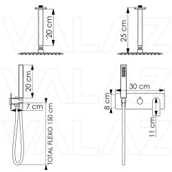 Ducha empotrada cuadrada monomando negro mate a techo