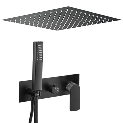 Ducha encastrada a ras de techo negra mate monomando