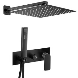 Ducha empotrada cuadrada monomando negro mate