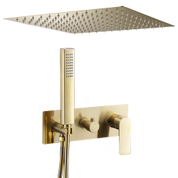 Ducha encastrada a ras de techo dorado cepillado monomando