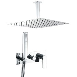 Ducha empotrada cuadrada monomando cromada a techo