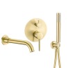Grifo de bañera empotrado dorado cepillado monomando Serie Jucar
