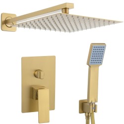 Ducha empotrada  pared oro mate monomando extraplana Serie Limia