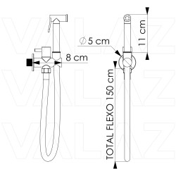 Grifo de bidet empotrado1 via acero cepillado  ducha higiénica agua fría