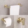 Accesorios de baño en dorado cepillado de acero inoxidable SUS304: Toallero + portarrollos + percha