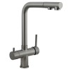 Grifo de cocina monomando 3 vías redondo  con osmosis  y extraíble en gun metal serie Vernisa