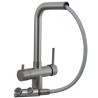 Grifo de cocina monomando 3 vías redondo  con osmosis  y extraíble en gun metal serie Vernisa