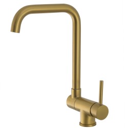 Grifo de cocina abatible redondo en color Oro mate