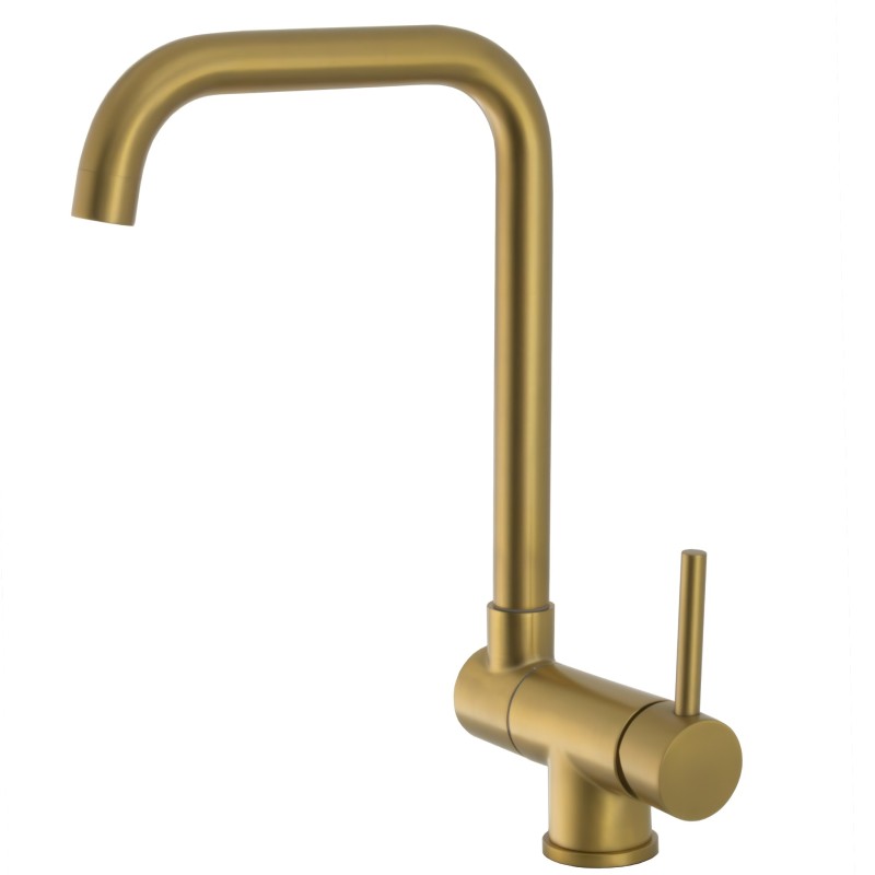 Grifo de cocina abatible redondo en color Oro mate