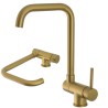 Grifo de cocina abatible redondo en color Oro mate