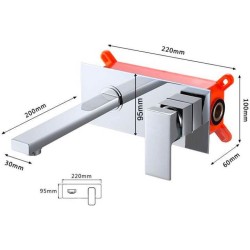 Grifo de lavabo empotrado pared cuadrado
